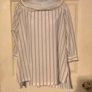 Pinstripe cold shoulder shirt